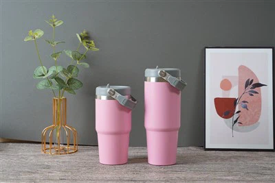 Straw&handle 절연 물병이 있는 스테인리스 스틸 텀블러